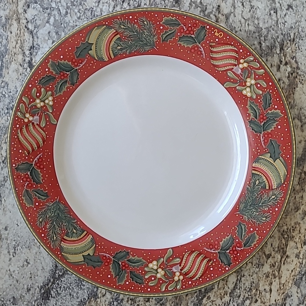 Set of 2 Vintage Gibson Boughs of Holly Christmas Dinner Plates ClaireMurray 11" - Picture 1 of 9